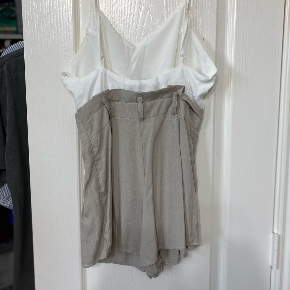 White and beige romper